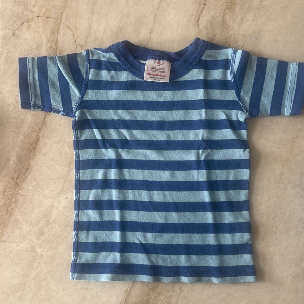 Hanna Andersson Navy and Light Blue Striped Kids Pajama Set - Picture 2 of 4